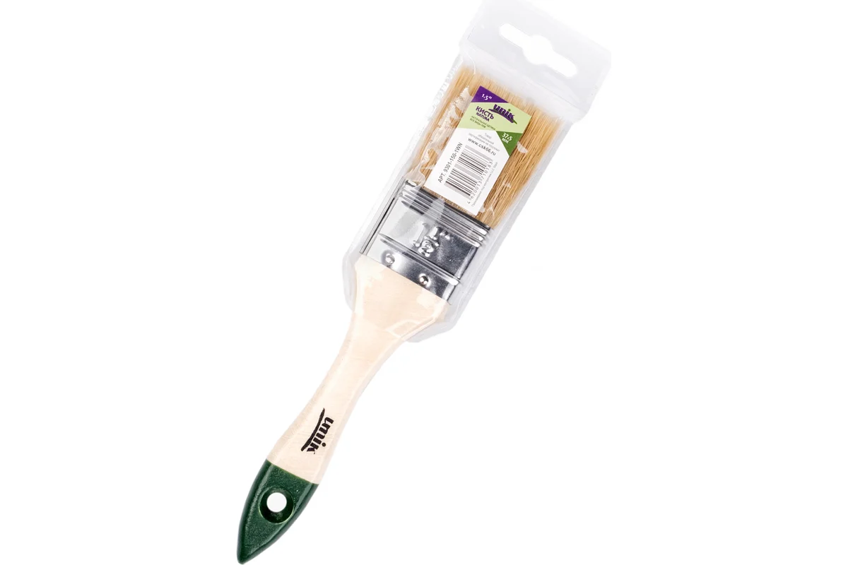 Кисть плоская 1,5" NATURA натуральная щетина UNIK (12)							